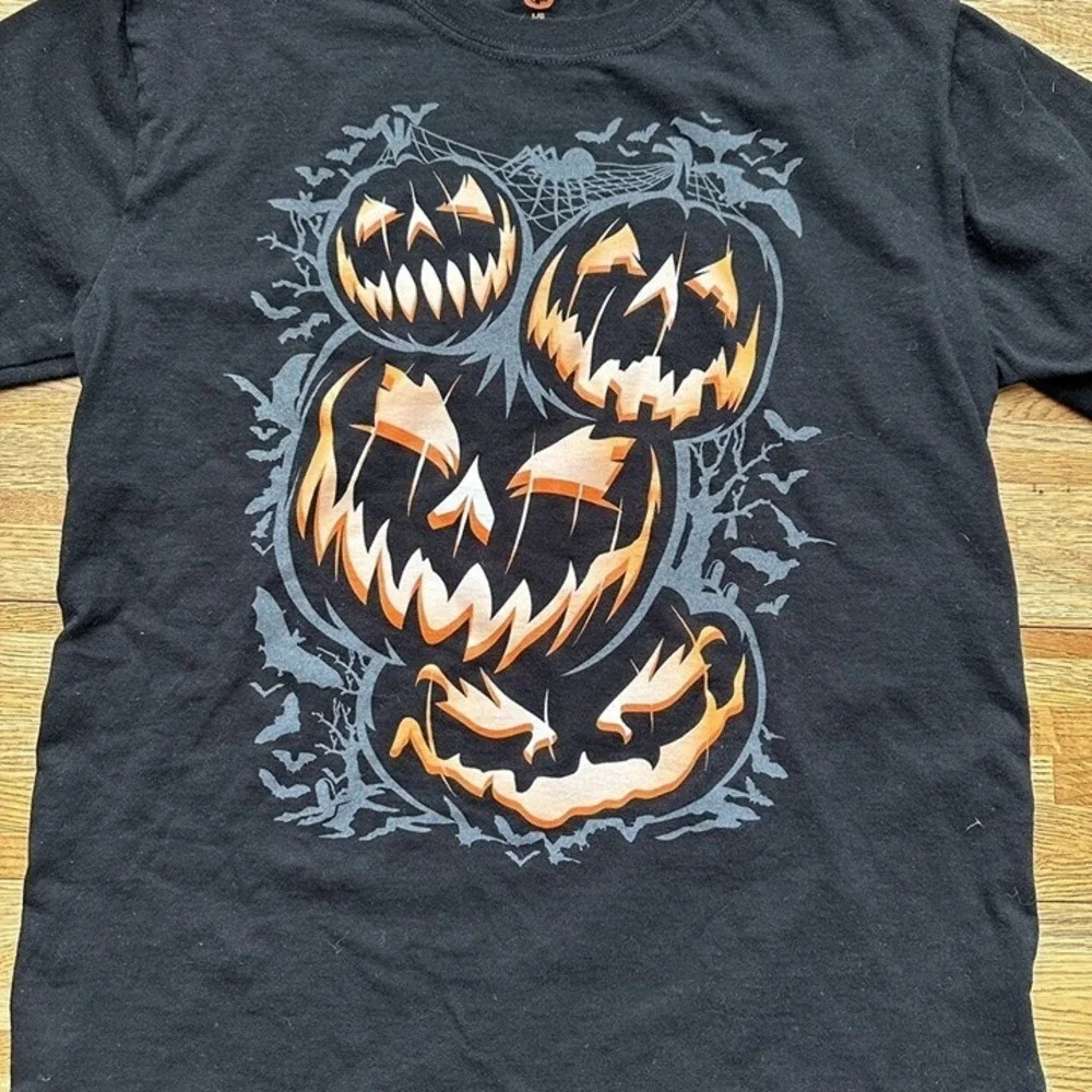 JACK-O-LANTERN PUMPKIN BAT T-SHIRT BLACK HALLOWEEN KIDS‎ SIZE L 10-12